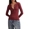Lucky Brand Ribbed Henley In Red