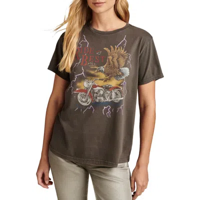 Lucky Brand Ride The Best Eagle Moto Graphic T-shirt In Raven