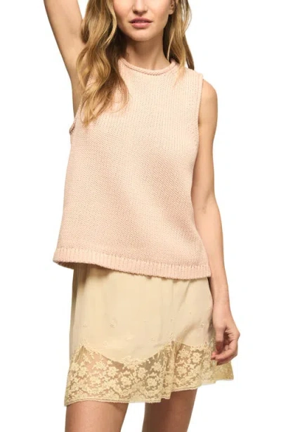 Lucky Brand Roll Neck Cotton Sweater Tank In Pink