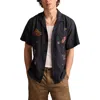Lucky Brand Rollin Stones Embroidered Cotton Camp Shirt In Blue Nights