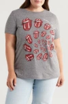 Lucky Brand Rolling Stones Spiral Boyfriend T-shirt In Medium Heather Grey