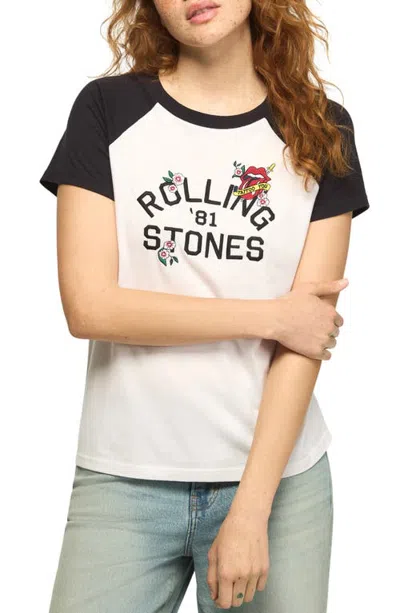 Lucky Brand Rolling Stones Tattoo You Graphic Raglan T-shirt In White