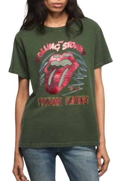 Lucky Brand Rolling Stones Voo Doo Boyfriend T-shirt In Green