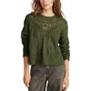 Lucky Brand Romantic Mixed Stitch Sweater In Cilantro