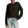 Lucky Brand Romantic Mixed Stitch Sweater In Dark Black