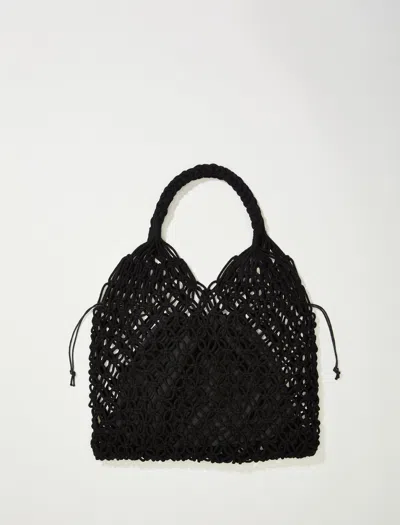 Lucky Brand Rope Macrame Market Tote In Black