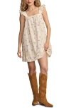 Lucky Brand Ruched Flutter Minidress In Neutral