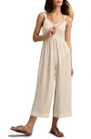Lucky Brand Ruched Wide Leg Jumpsuit In Whisper White