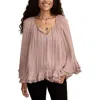 Lucky Brand Women's Ruffle Chiffon Top In Pink