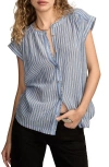 Lucky Brand Women's Dolman Ruffle Button Down Top In Blue