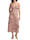 LUCKY BRAND RUFFLE MIDI DRESS IN ROSE