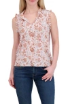 Lucky Brand Ruffle Split Neck Cotton Blend Tank In Multi