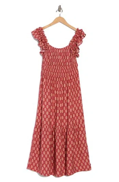 Lucky Brand Ruffle Strap Tiered Midi Sundress
