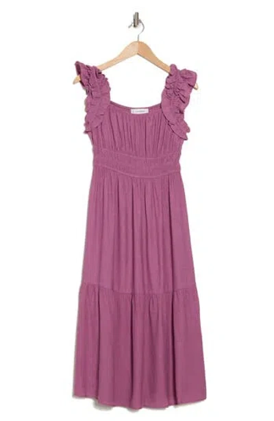 Lucky Brand Ruffle Tiered Maxi Dress In Bordeaux