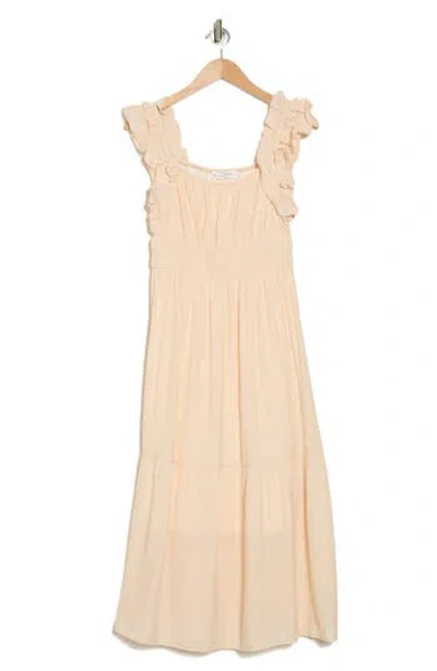 Lucky Brand Ruffle Tiered Maxi Dress In Sand Dollar