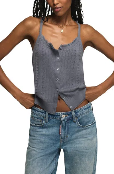 Lucky Brand Ruffle Trim Sweater Camisole In Gray