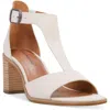 Lucky Brand Sabeni Womens Leather T-strap Block Heels In Vanilla Sal