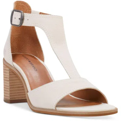 Lucky Brand Sabeni Womens Leather T-strap Block Heels In Vanilla Sal