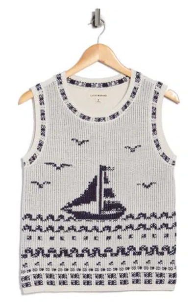 Lucky Brand Sailboat Cotton Blend Sweater Tank In Multi