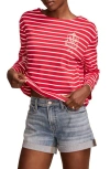 Lucky Brand Sailor Stripe Long Sleeve T-shirt In Red Stripe