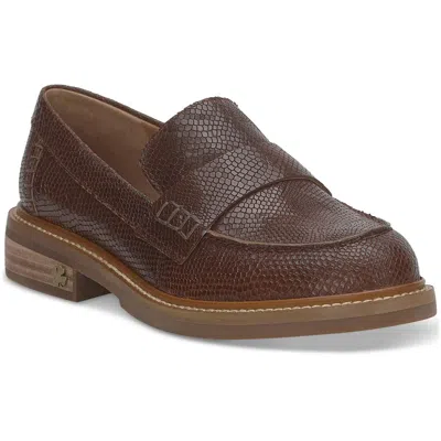 Lucky Brand Salima Womens Leather Block Heel Loafers In Reishi Snake Print Leather