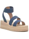 Lucky Brand Samella Sandals Women's Blue Ankle Strap Wedge Heel Jobb1053 In Blue