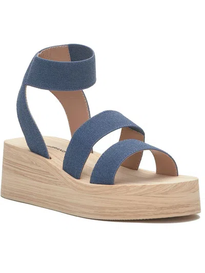 Lucky Brand Samella Womens Ankle Strap Wedge Slingback Sandals In Blue