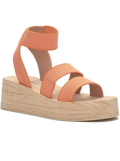 Lucky Brand Samella Womens Ankle Strap Wedge Slingback Sandals In Orange