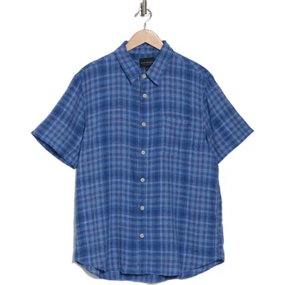 Lucky Brand San Gabriel Plaid Short Sleeve Button-up Shirt In Blue