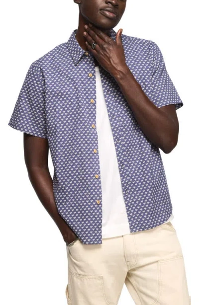 Lucky Brand San Gabriel Short Sleeve Cotton Button-up Shirt In Blue