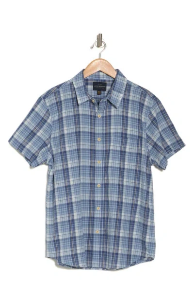 Lucky Brand San Gabriel Short Sleeve Stretch Cotton Button-up Shirt In Light Blue Plaid