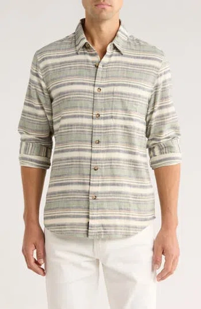 Lucky Brand San Gabriel Slub Stripe Button Up Shirt In Animal Print