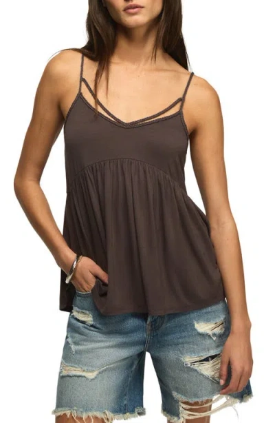 Lucky Brand Sandwash Braided Strap Babydoll Camisole In Brown