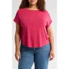 Lucky Brand Sandwash Short Dolman Sleeve Knit Top In Red