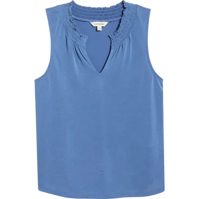 Lucky Brand Sandwash Smock Detail Knit Top In Blue