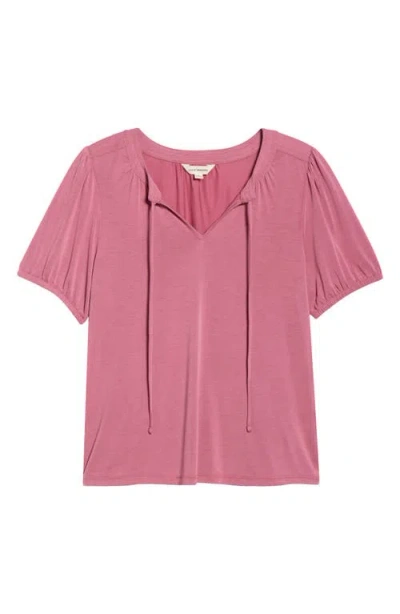 Lucky Brand Sandwash Tie Neck Top In Pink