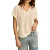 Lucky Brand Sandwashed Notch Neck T-shirt In Ethereal White