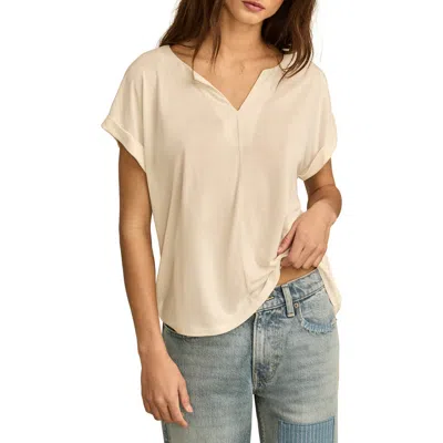 Lucky Brand Sandwashed Notch Neck T-shirt In Ethereal White