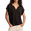 Lucky Brand Sandwashed Notch Neck T-shirt In Jet Black
