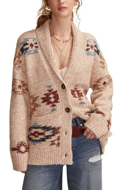 Lucky Brand Santa Fe Intarsia Horse Cardigan In Multi