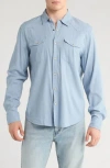 Lucky Brand Santa Fe Solid Western Button-up Shirt In Blue