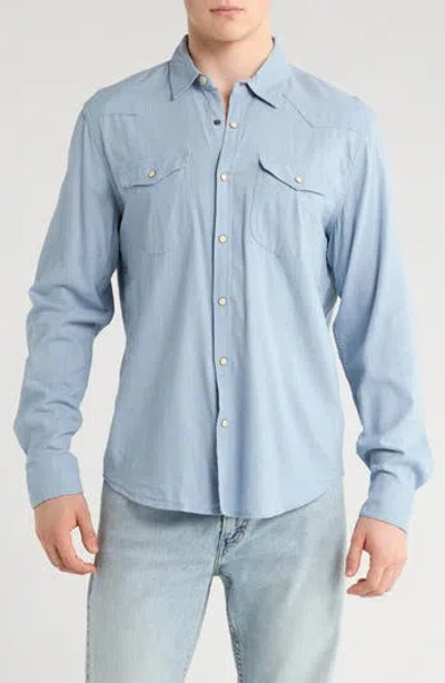 Lucky Brand Santa Fe Solid Western Button-up Shirt In Blue