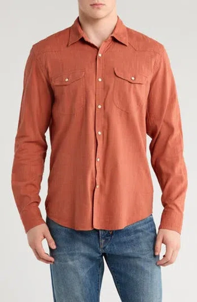 Lucky Brand Santa Fe Solid Western Button-up Shirt In Orange