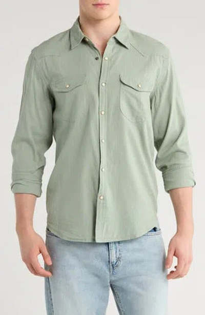 Lucky Brand Santa Fe Solid Western Button-up Shirt In Green