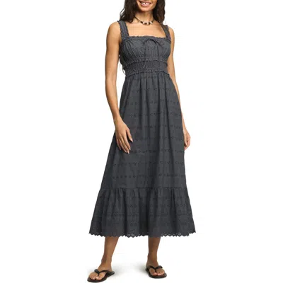 Lucky Brand Schiffley Eyelet Lace Midi Sundress In Blue