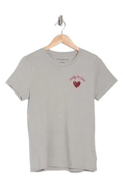Lucky Brand Sequin Heart Embellished In Light Heather Grey