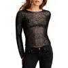 Lucky Brand Sequin Long Sleeve Layering Top In Mood Indigo