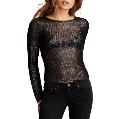 Lucky Brand Sequin Long Sleeve Layering Top In Mood Indigo