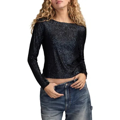 LUCKY BRAND LUCKY BRAND SEQUIN LONG SLEEVE TOP