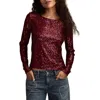 Lucky Brand Sequin Long Sleeve Top In Brown